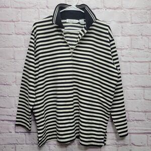VTG Chaus Sport Striped Quarter Zip Shirt‎ Womens L Preppy Retro Loungewear